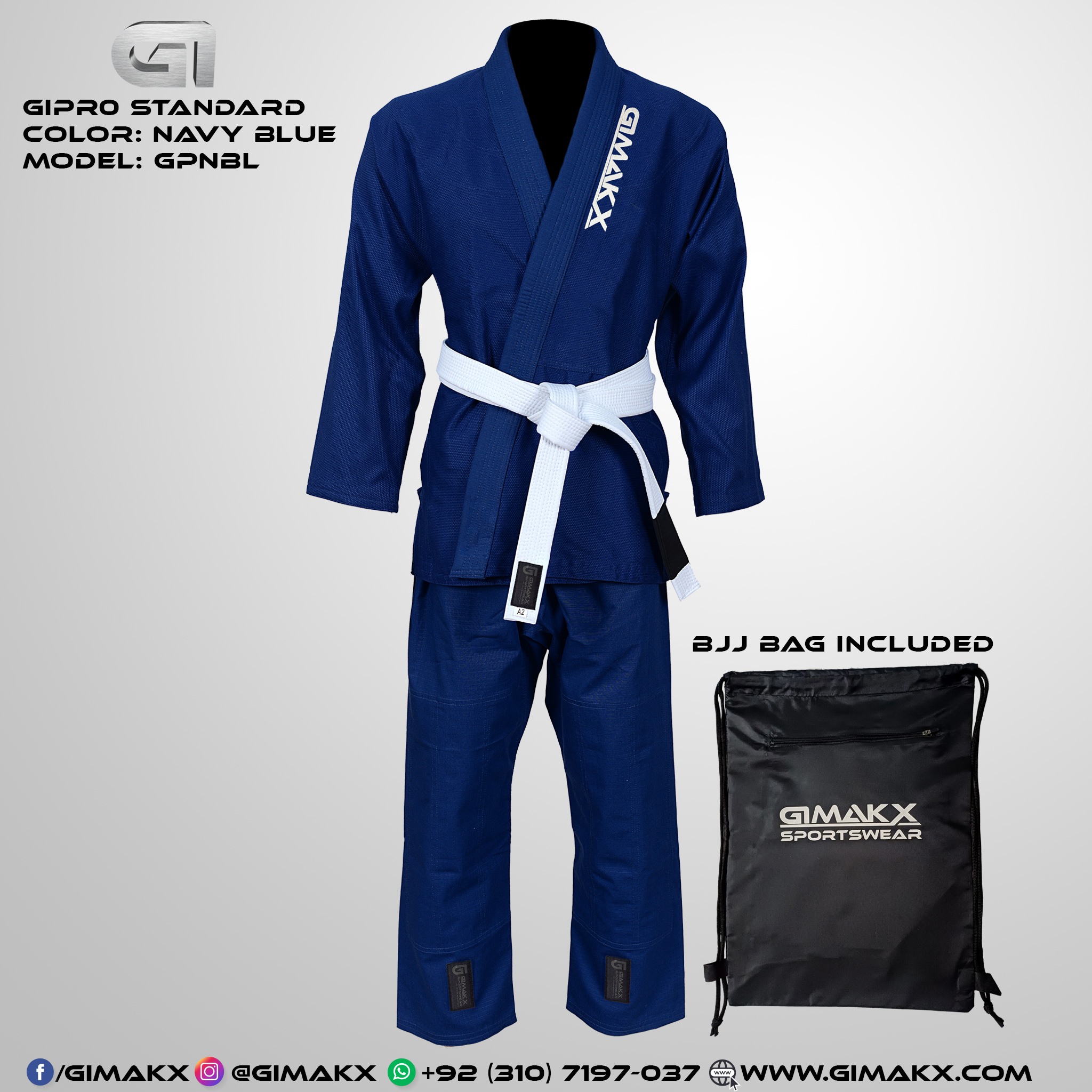 GiPro Custom BJJ Gi — Navy Blue